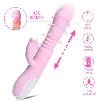Dildo Králik Silikónový Vibrátor Kúrenie Škálovateľné Jazyk Lízanie Prútik Klitorisu Masér Sexuálne Hračky Pre Ženy SHAKI Dospelých Sex Shop