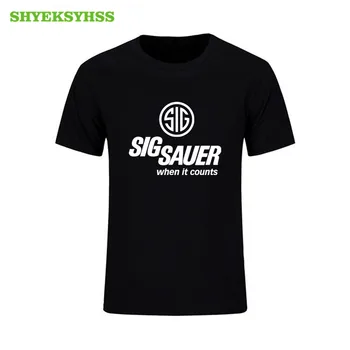 Sig Sauer Zbrane pánske Tričko zo Čistej Bavlny Módne O-Neck T-Shirt Lov Vonkajšie Streľba Tričko Muži Ženy Krátke Rukávy 3