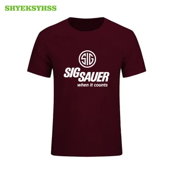 Sig Sauer Zbrane pánske Tričko zo Čistej Bavlny Módne O-Neck T-Shirt Lov Vonkajšie Streľba Tričko Muži Ženy Krátke Rukávy 5