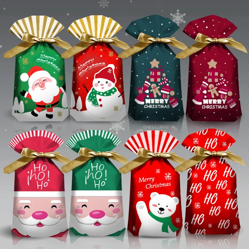 10Pcs Santa Vianočné Party Tašky Candy Balenie Plastové Ostrý Šnúrkou Taška Veselé Vianočné Dekorácie, Darčekové Tašky 1