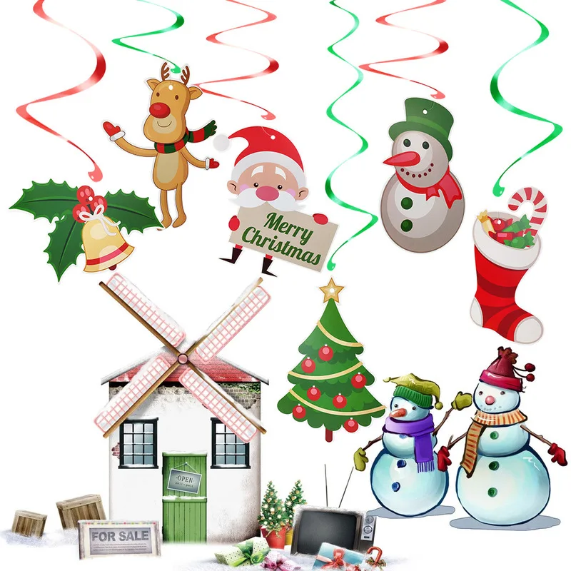12 18 kusov roztomilé Vianočné závesné vírivá výzdoba Vianočná výzdoba vhodná pre domáce, obchod a školské Vianočné dekorácie 1