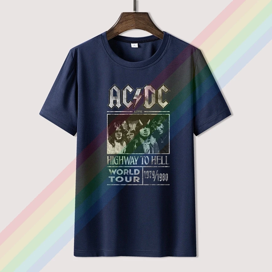 AC&DC Highway to Hell World Tour 79-80 Rock Úradný Tee Pánske Tričko Unisex Najnovšie 2021 Muži T-Shirt top Módne čaj 1