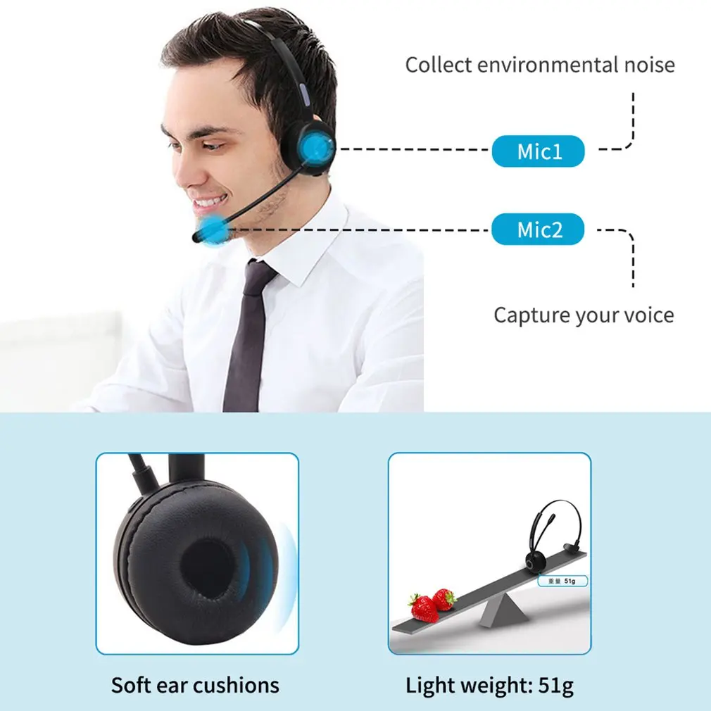 BH-M97 Hovor Headset handsfree Bezdrôtové Slúchadlá Bluetooth-kompatibilné S Mic Potlačením Hluku Skype Headset Pre Telefón, PC 1