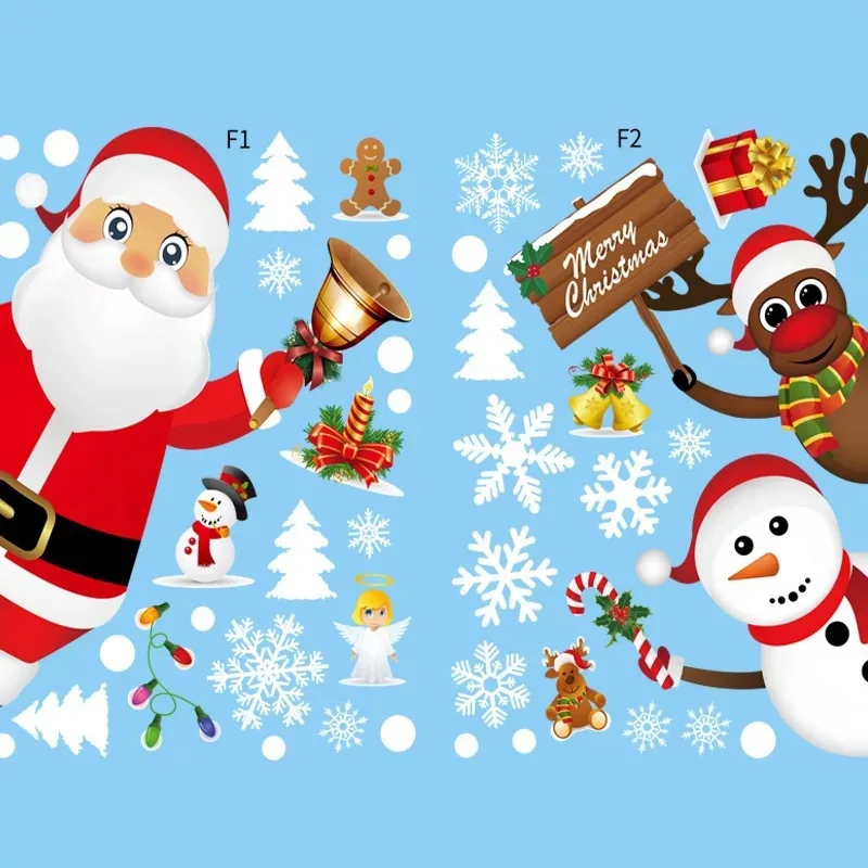 Cartoon Vianočné Okno Nálepky Obývacia Izba Snowflake Vianoce, Veselé Vianoce Dekor Navidaad Noel Oranments Šťastný Nový Rok 2022 1