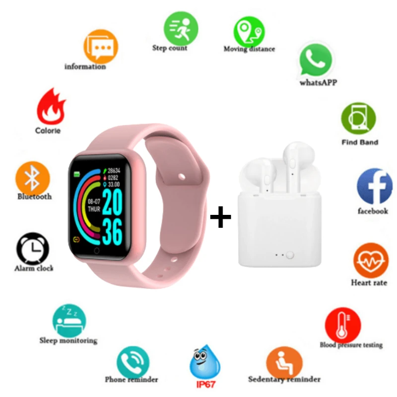 D20 Šport Smart Hodinky pre Muža, Ženu, Darček Digitálne Smartwatch Fitness Tracker náramkové hodinky Náramok Krvný Tlak Android ios Y68 1