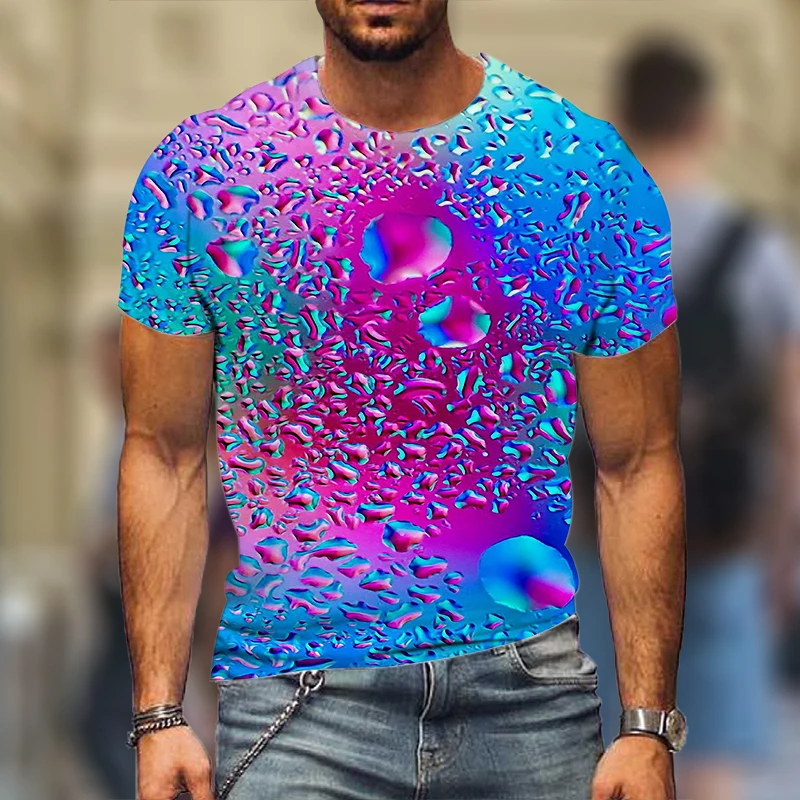 Dažďová kvapka T Shirt Mužov 3D Raindrop Grafické Tees Módne Krátky Rukáv Bežné Topy High Street Oblečenie najpredávanejších 1