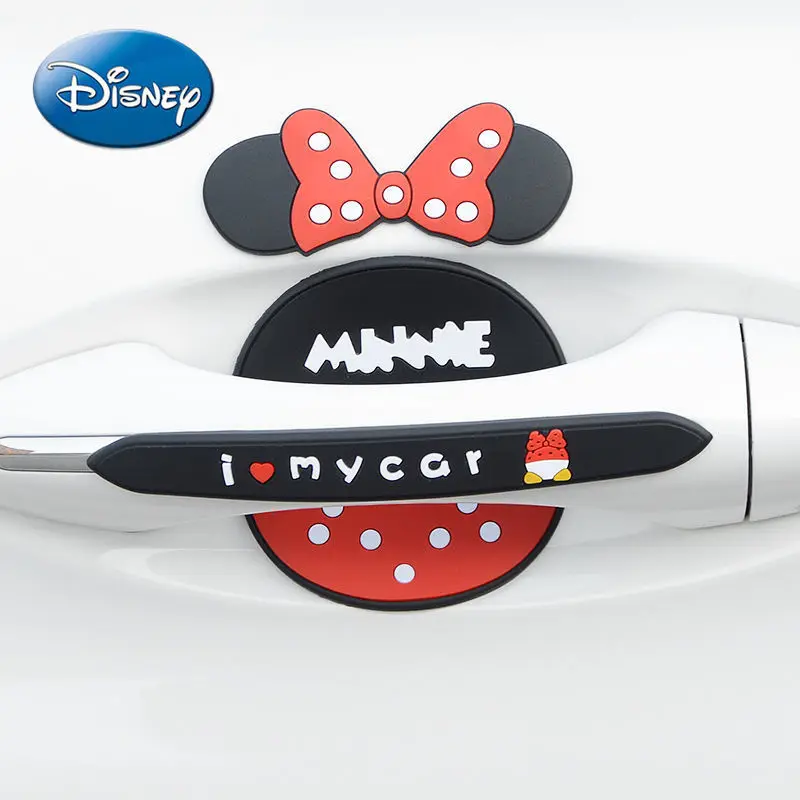 Disney Mickey Mouse, Minnie Auto Rukoväť Dverí Misy Nálepky Dvere Auta Anti-kolízie Anti-scratch Roztomilý Auto Dekorácie-Nálepky 1
