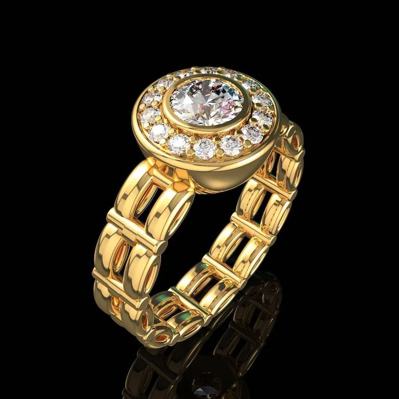 Huitan Luxusná Zlatá Farba Snubné Prstene Ženy Osobnosti Sledovať tvare Dizajn Výročie Strany Prst Krúžky Vyhlásenie Šperky 1