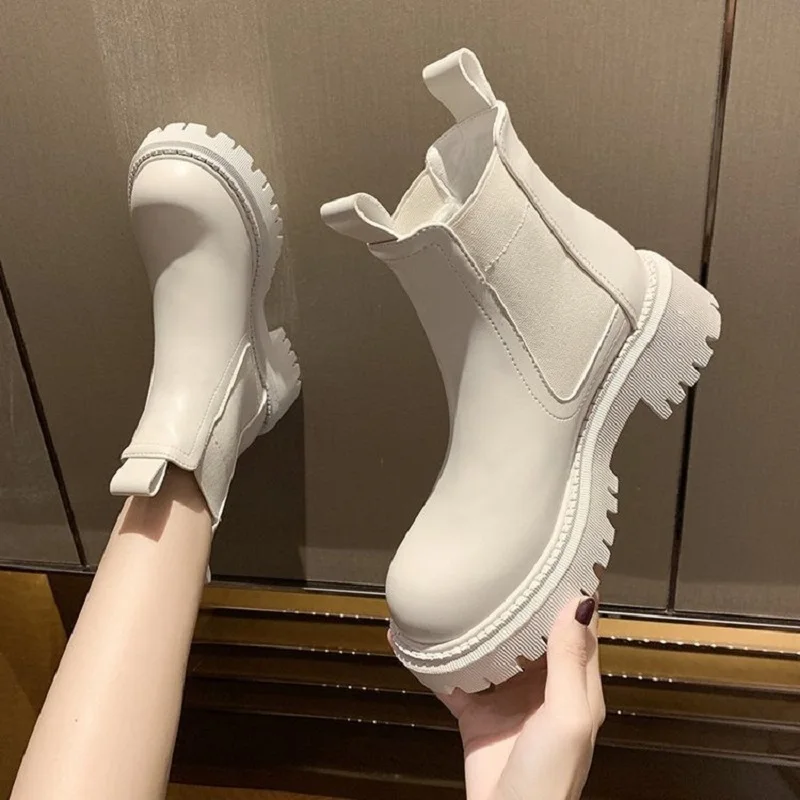 Jeseň Zima Ženy Chelsea Topánky, Členkové Topánky 2021 Platformu Biele Členkové Topánky Srsť Krátka Robustný Punk Gotický Topánky Botas Mujers 1