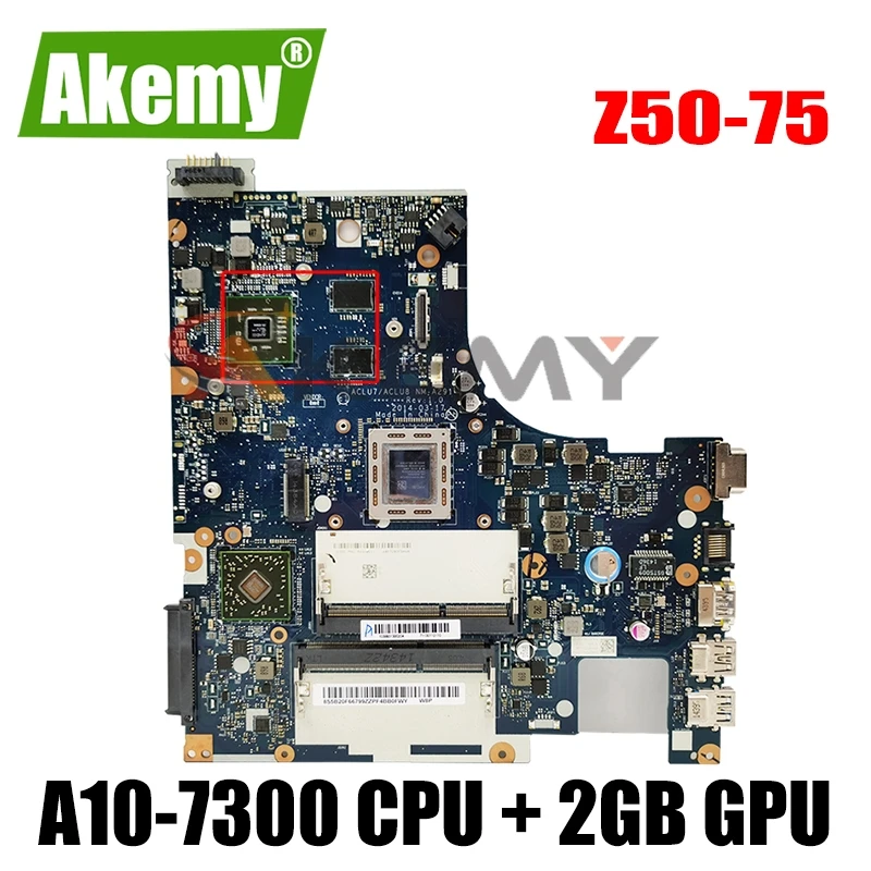 Nové NM-A291 Doska ( A10-7300 CPU + 2 GB, grafický procesor (GPU)） Pre Lenovo Z50-75 G50-75 M G50-75 G50-75 M Notebook doske ACLU7/ACLU8 1