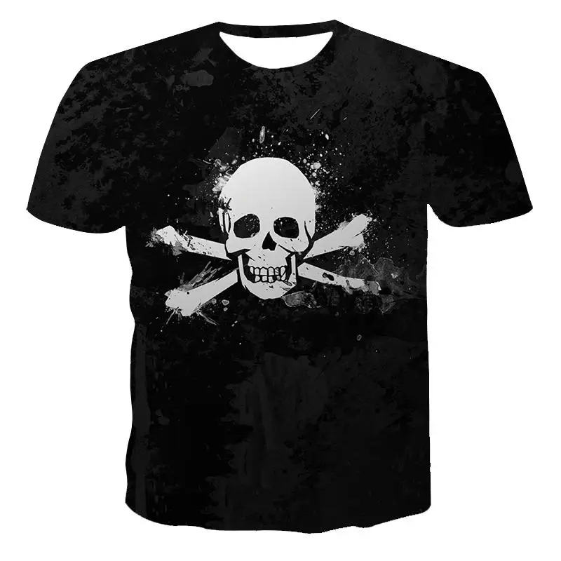 Nové T-shirt pánske vysoko kvalitné pánske a dámske tričko skull krátky rukáv 3D tlač horor vzor mladých pánske T-shirt 1
