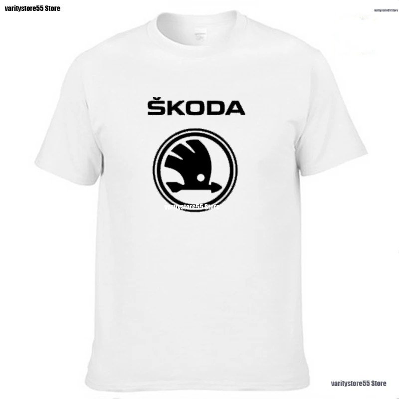 Pánske Krátke Rukáv Škoda Auto Logo T-shirt Lete bežné mužské jednofarebné Bavlnené tričká Módne Hip Hop Harajuku Mužov Oblečenie 1