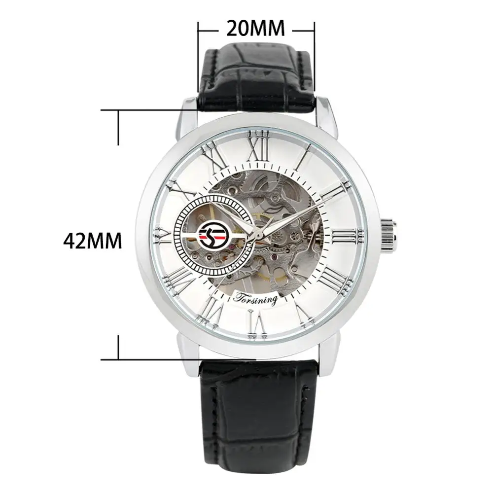 Pánske Náramkové hodinky Kostra Mechanické Hodinky Luxusné Duté Z Ručne vinutých Kožený Remienok 1