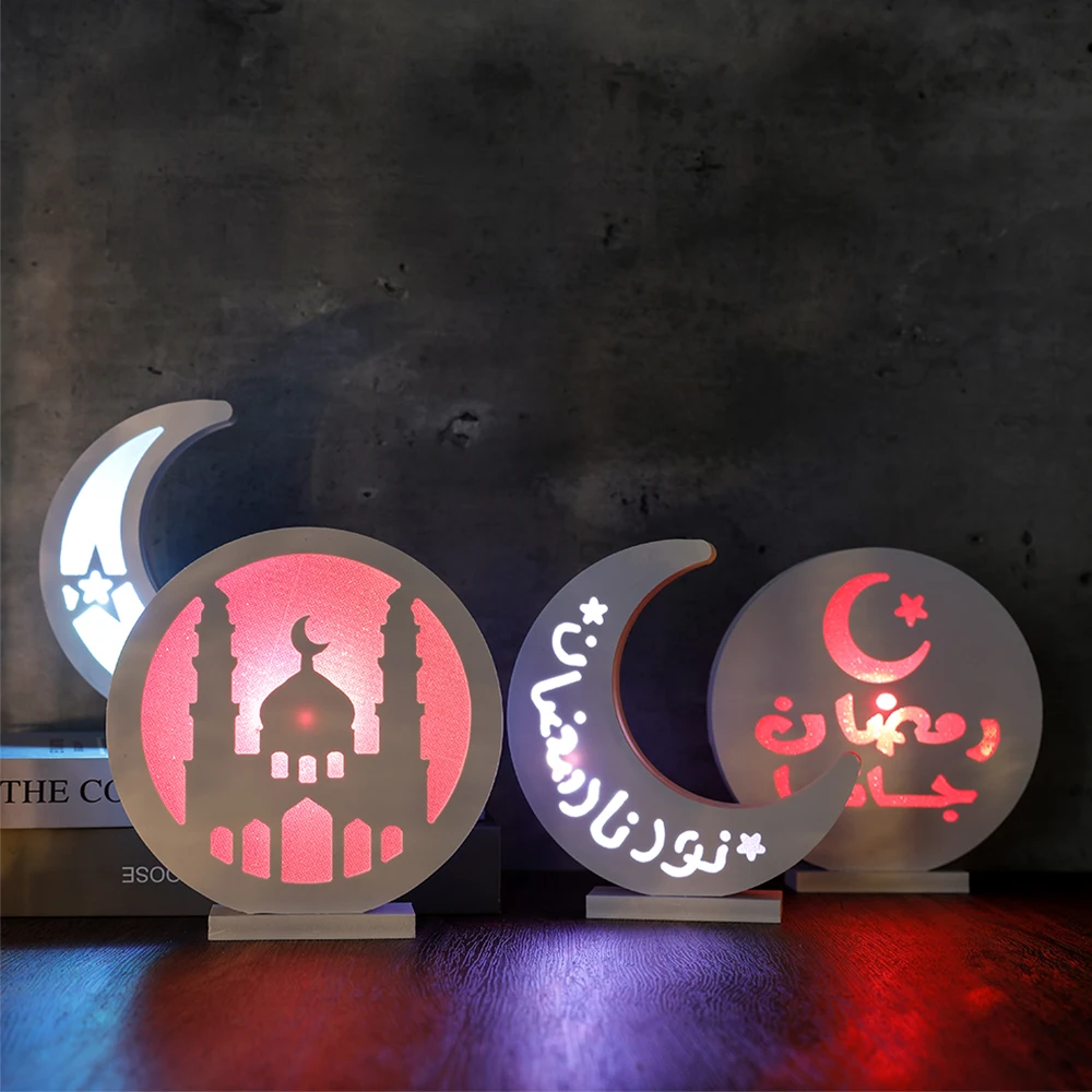 Ramadánu LED Lampa Multicolor Gradient Nočné Svetlo Moslimských Festivalu Moon Star Light EID Mubarak Osvetlenie Stolové Dekorácie Pre Domov 1