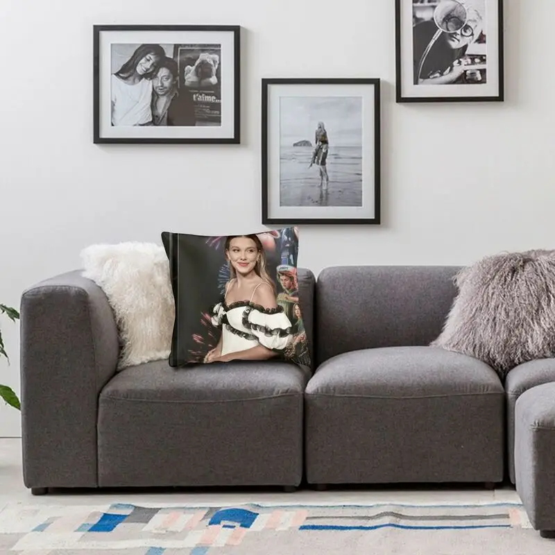 Sexy Krásne Millie Bobby Brown Vankúš Sofa Dekorácie Britská Herečka Námestie Hodiť Vankúš 45x45 Domov Dekoratívne 1