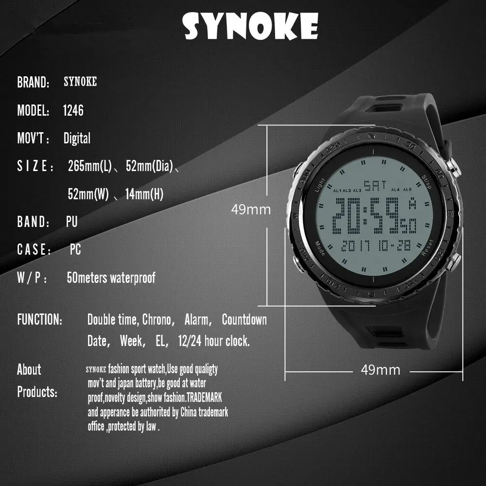 SYNOKE Outdoorové športy, horolezectvo elektronické hodinky študentov mužov digitálne hodinky relogio masculino pánske náramkové hodinky digitálne 1