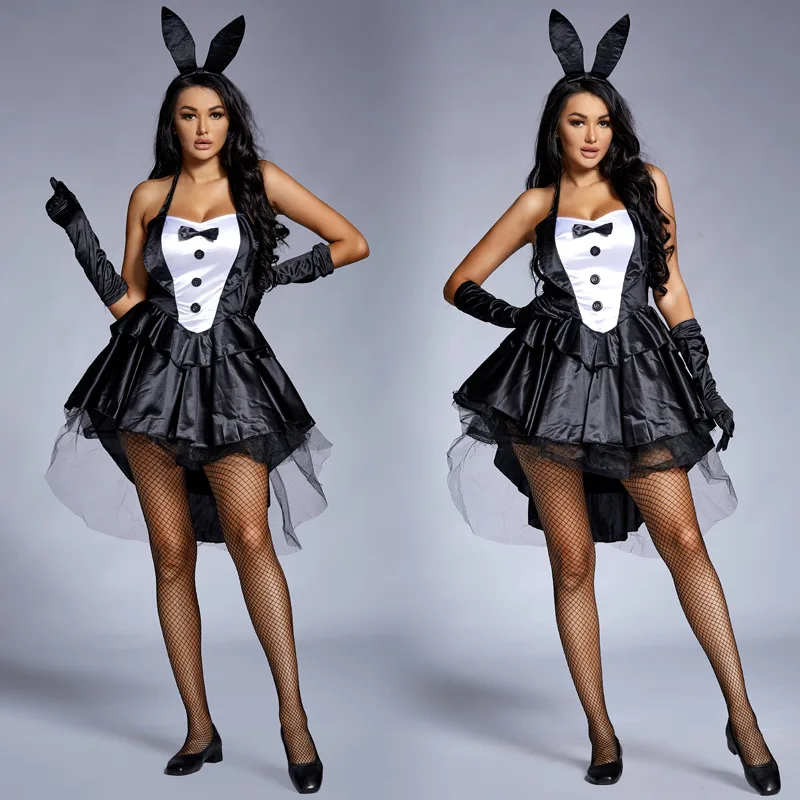 Umorden Žien 3 Ks Sexy Kostým Bunny Dievča Smoking Chvosty Halloween Klubu Strany Efektné Šaty Plus Veľkosť Ružová 1