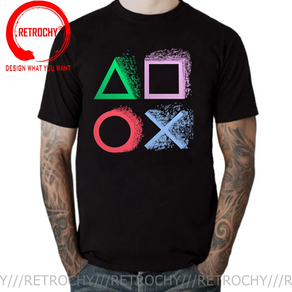 Vintage PS Logo T shirt pre mužov Hru Xbox Playstation T-shirt Mužov Streetwear Herné Tee tričko PS1 PS2, PS3 PS4 PS5 Hráč Tričko 1