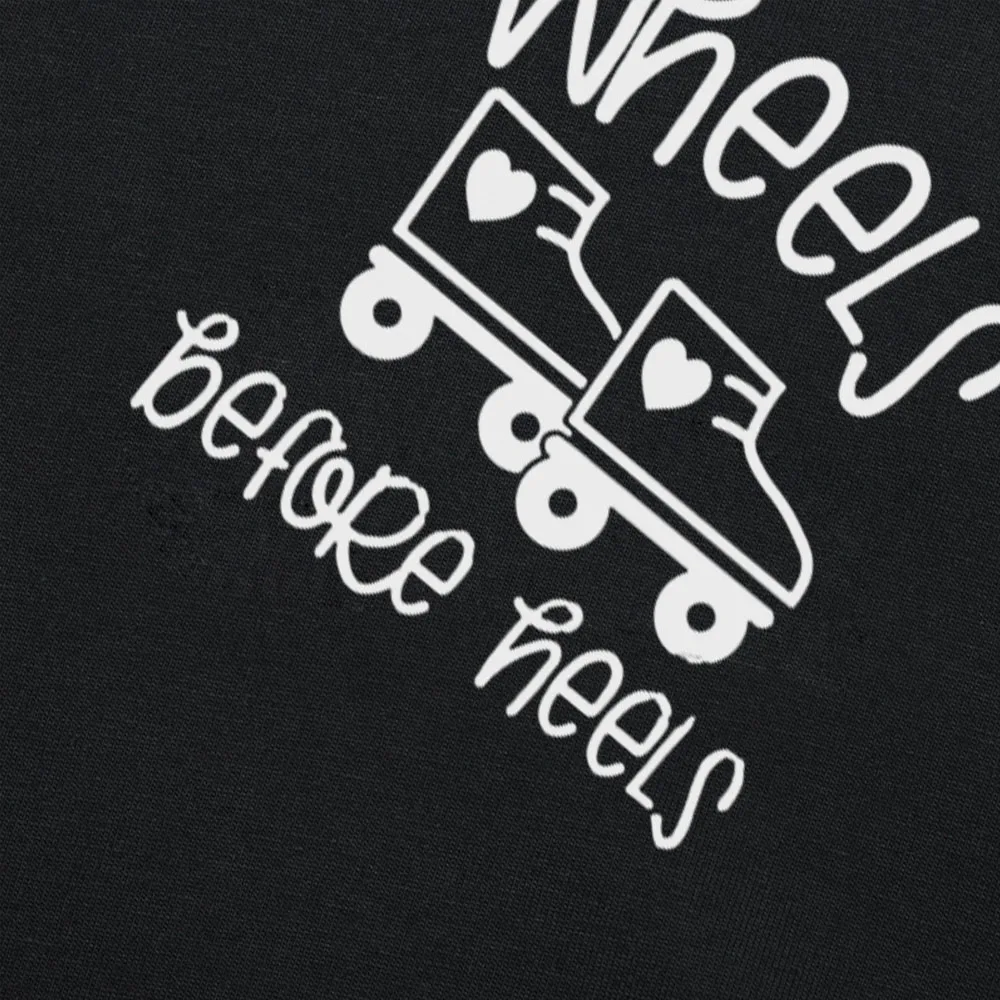 Vtipné Kolesá Pred Podpätky Srdce Korčule Grafické Módy Nové Bavlna Krátky Rukáv T Košele O-Krku Harajuku Športové tričko 1
