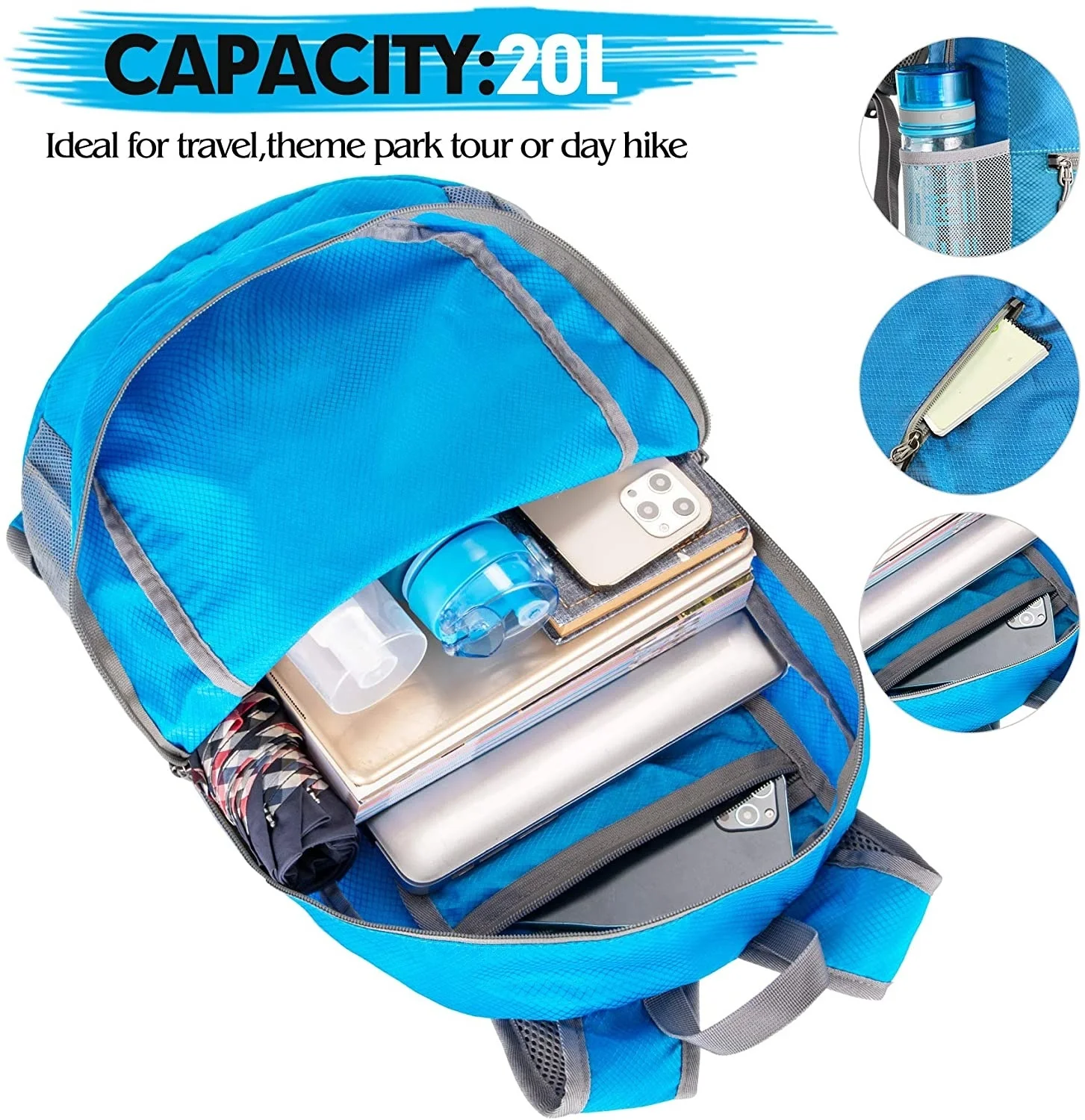 Zomake ultra ľahký skladací batoh malé nepremokavé Cestovný Batoh 1