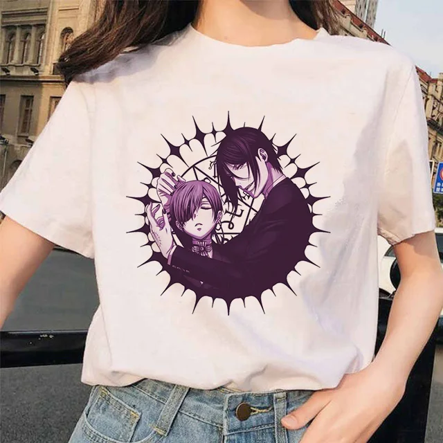 Čierna Butler Tričko Sebastian Ciel Phantomhive Grafické T-shirt Mužov Harajuku Roztomilé Anime Tričko Manga Kawaii T Shirt Top Tee Muž 1