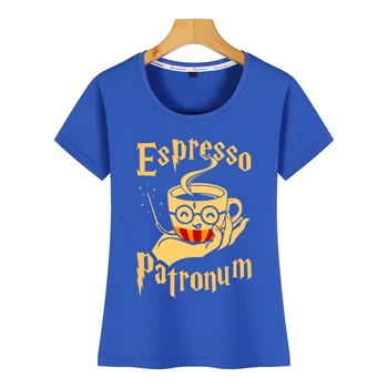 Topy T Shirt espresso patronum Fit Nápisy Bavlna Žena Žien T-shirt