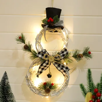 2022 Vianočné dodávky domáce dekorácie Vianočný veniec závesné LED svetlá veniec čaro Vianoc ratan kruhu Dekor