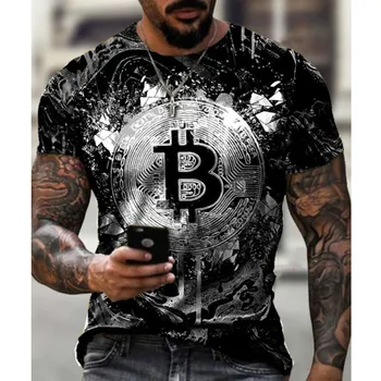 Nové Letné Mužov Ulici Trend Bežné Streetwear Módy T-Shirt Muž Krátke Rukáv Voľné Tee Bitcoin Classic Slim O-Krku Pulóver 4