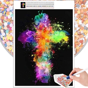 Diamond Maľovanie Cartoon Náboženstvo Farebné Kríž Výšivky Auta 5D DIY Mozaiky Námestie Kolo Drahokamu nástenná maľba Domáce Dekorácie Umenie