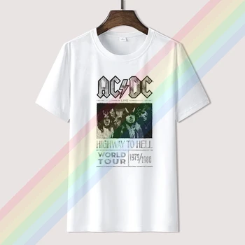 AC&DC Highway to Hell World Tour 79-80 Rock Úradný Tee Pánske Tričko Unisex Najnovšie 2021 Muži T-Shirt top Módne čaj 2