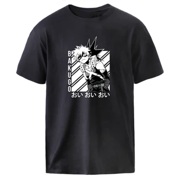 Môj Hrdina Akademickej obce Bakugo Tlač Letné tričká Krátky Rukáv Čierny Čaj Hip Hop Voľné Topy Homme Módne Anime Grafické T-shirt 2021 3