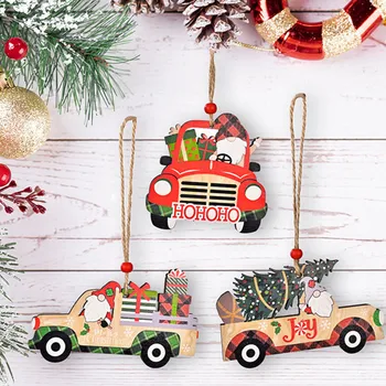 Drevené Vianočné Auto Prívesok Veselé Vianočné Dekorácie pre Domov Navidad Ozdoby na Vianočný Strom Decor Vianočné Darčeky na Nový Rok 2022