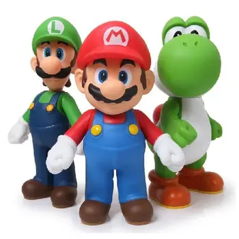 Akčná Hračka Údaje Zberateľskú Bábky Model Hračky pre Deti Narodeninám Super Mario Bros Luigi Yoshi Donkey Kong Wario PVC 5