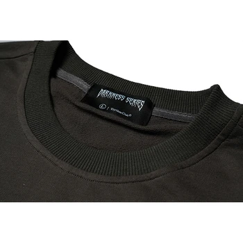 Hip Hop T-shirt Muž Gotický Streetwear Zombie Tlačiť T-shirt Jeseň 2021 Harajuku Bavlna Bežné Dlhý Rukáv T-shirt Čierna Košeľa 3