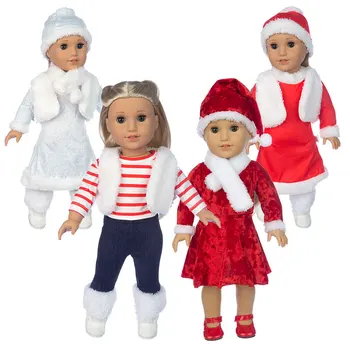 2021 Vianočné oblek vhodný Pre Americké Dievča Bábiku 18-Palcové American Doll Oblečenie, Topánky nie sú zahrnuté.