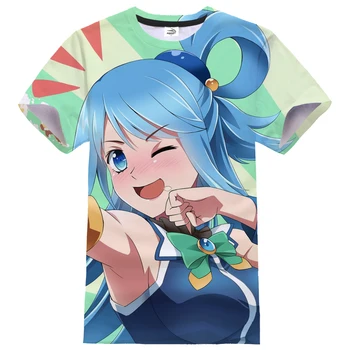 Anime Konosuba 3D Tlač T-shirt Muži Ženy Streetwear Kawaii Dievča Vzor T Košele Bežné Tričká Topy 4