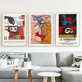 Francúzsky Le Corbusier Výstava Abstraktné Maliarske Plátno na Stenu Umenie Nordic Plagáty a Potlačou obrazov na Stenu pre Obývacia Izba Dekor 5