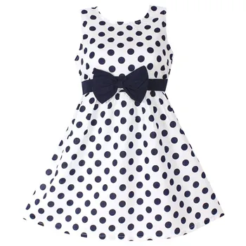 Nové Dievčenské Šaty Polka Dot Luk Bavlna Strany Narodeniny Deti Oblečenie Veľkosť 2-12