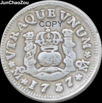 Španielsko Mince 1737 M. F. Filip V Strieborné Pozlátené Replika Mince