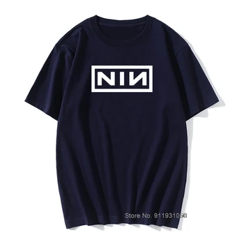 2020 lete Retro Kostým Bavlna Slim Fit Bežné Krátky Rukáv T Shirt Mužov Tlač Nine Inch Nails Rock Band T-shirts Veľká Veľkosť 0
