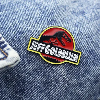 Jurský Park Jeff Goldblum Smalt Brošne Červená dinosaura kolo Módne osobnosti Preklopke Kolíky taška Odznak Šperky, darčeky pre deti
