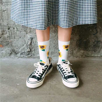 Hot Predaj Módnych Tvorivé Harajuku Japonský Ponožky Jar, Jeseň Zima Slnečnice Krátke Ponožky Bežné Farebné Bavlna Zábavné Príliv Sox