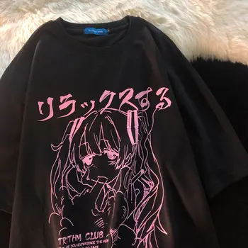 Sladké punk T-shirt ženy lete 2021 kórejský iny Japonský Harajuku štýl hot anime tlač voľné študent tričko krátky rukáv