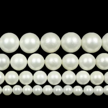 Matné Biele Shell Perlou Kolo Voľné Dištančné Korálky Pramene pre Šperky, Takže DIY Náramok Príslušenstvo Zistenia 6 8 10 12 mm 0