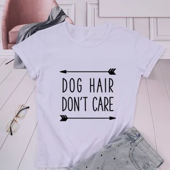 Pes Vlasy nezaujíma Mama Mama Tshirts Ženy Posádky Krku Módne Harajuku Roztomilý Tričko Bavlna pre Matku Krátke Rukáv Top Tees