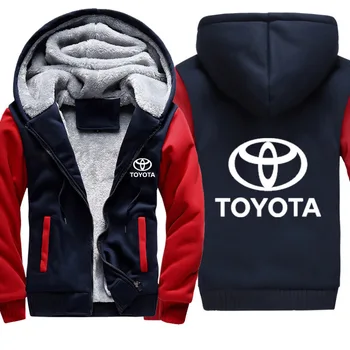 NOVÉ Mikiny Mužov Toyota Auto Logo Tlače Mens Bunda s Kapucňou, Zimné Zahustiť Teplé Fleece bavlna Zips Raglan Kabát Muž Tepláky
