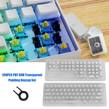 Transparentné Keycaps Puding Keycap Nastaviť Dvojité Farebný Podsvietený PBT Kompatibilný s Univerzálnym Mechanické Klávesnice s Ramenami 108pcs