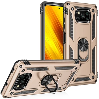 Luxusné Shockproof Brnenie S Krúžok Držiak Auta Magnetické Ochranné Telefón puzdro Pre Xiao Redmi K40 Poco X3-X2, F2, F3 Pro NFC Kryt 2