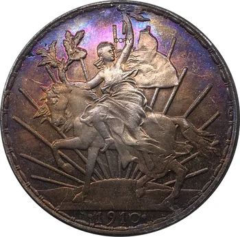 Mexiko 1910 1 Peso Cupronickel Strieborné Pozlátené Medi Kovové Suvenír Staré Darček Zberateľskú Kópie Mincí