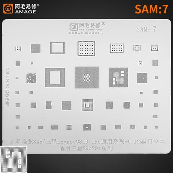 Amaoe SAM7 BGA Reballing Šablóny Pre SAMSUNG S9 S9Plus S9+ Qualcomm SDM845 Exynos9810 CPU RAM EMMC Audio Wifi IC Čip Ocele Oka